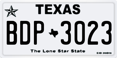 TX license plate BDP3023