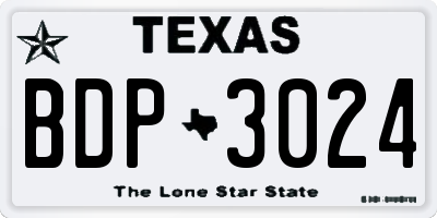 TX license plate BDP3024