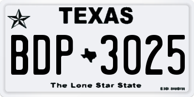 TX license plate BDP3025