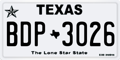 TX license plate BDP3026