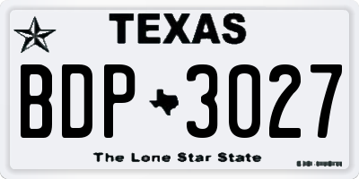 TX license plate BDP3027