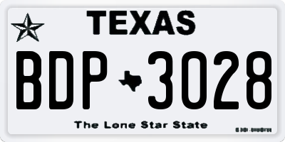 TX license plate BDP3028