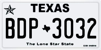 TX license plate BDP3032