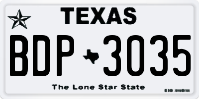 TX license plate BDP3035