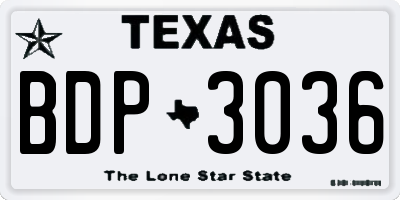 TX license plate BDP3036