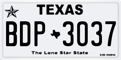 TX license plate BDP3037