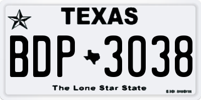 TX license plate BDP3038