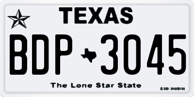 TX license plate BDP3045