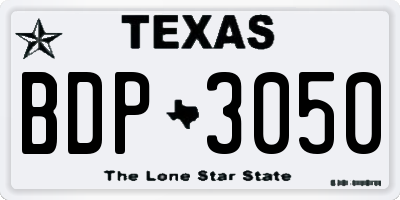 TX license plate BDP3050