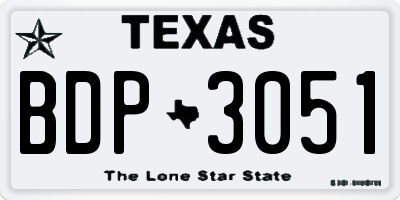 TX license plate BDP3051