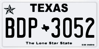TX license plate BDP3052