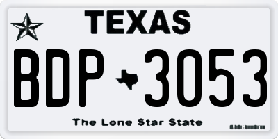 TX license plate BDP3053