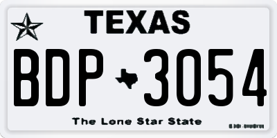 TX license plate BDP3054