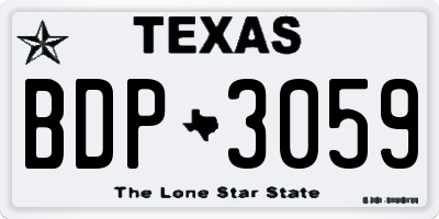 TX license plate BDP3059