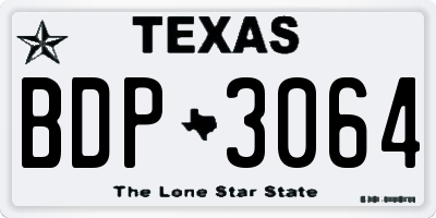 TX license plate BDP3064