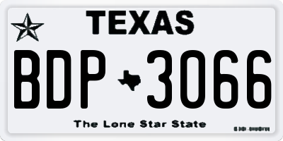 TX license plate BDP3066