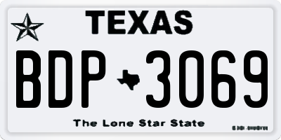 TX license plate BDP3069