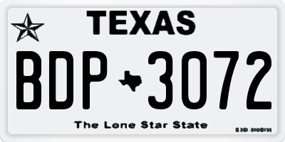 TX license plate BDP3072