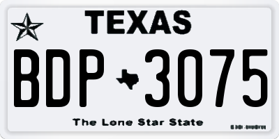 TX license plate BDP3075