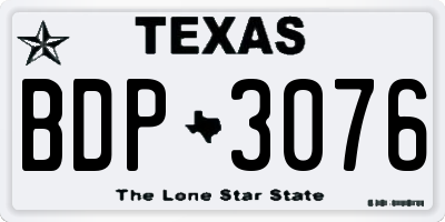 TX license plate BDP3076