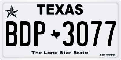 TX license plate BDP3077