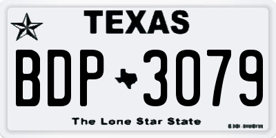 TX license plate BDP3079