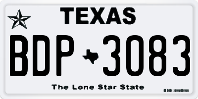 TX license plate BDP3083