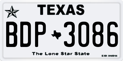 TX license plate BDP3086