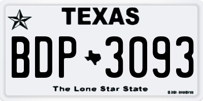 TX license plate BDP3093