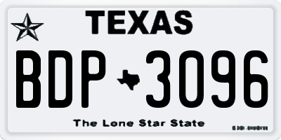 TX license plate BDP3096
