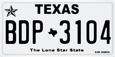TX license plate BDP3104