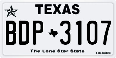 TX license plate BDP3107
