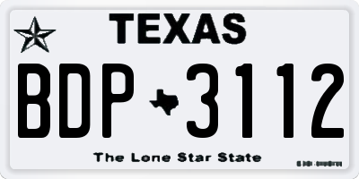 TX license plate BDP3112
