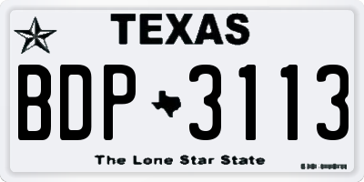 TX license plate BDP3113