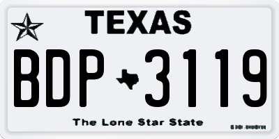 TX license plate BDP3119