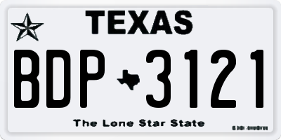 TX license plate BDP3121
