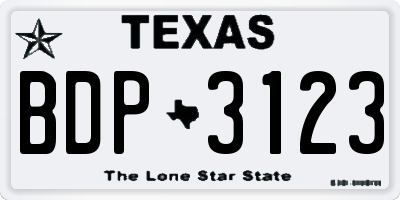 TX license plate BDP3123