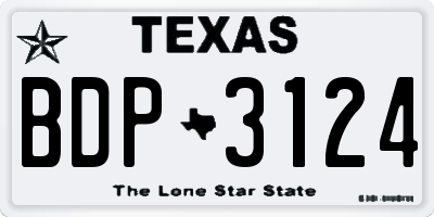 TX license plate BDP3124