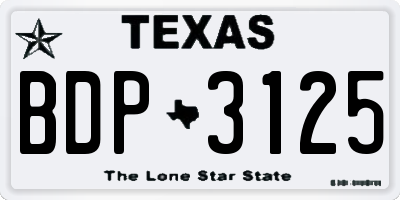 TX license plate BDP3125
