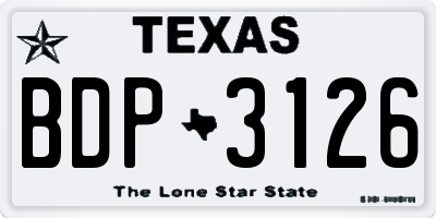 TX license plate BDP3126