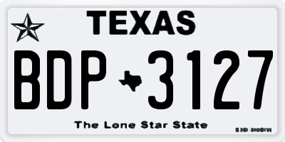 TX license plate BDP3127
