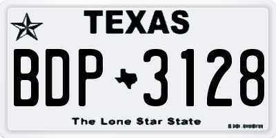 TX license plate BDP3128