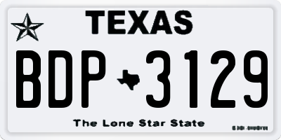 TX license plate BDP3129