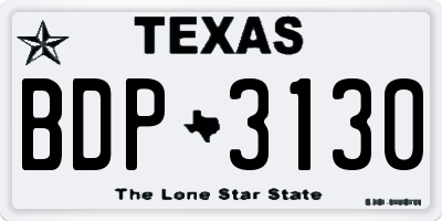 TX license plate BDP3130