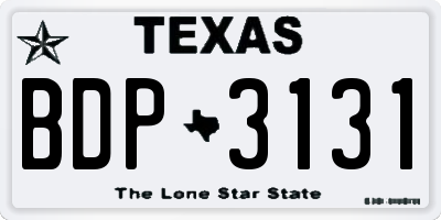 TX license plate BDP3131