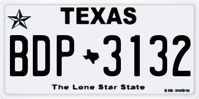 TX license plate BDP3132