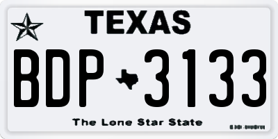 TX license plate BDP3133