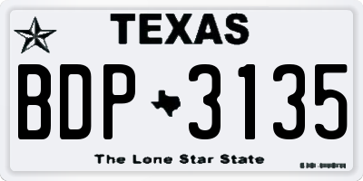TX license plate BDP3135