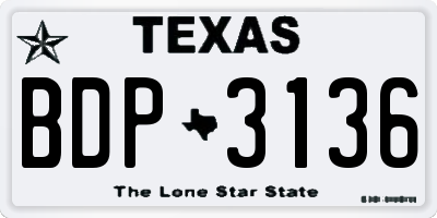 TX license plate BDP3136