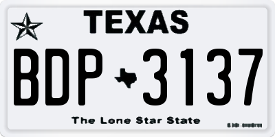 TX license plate BDP3137